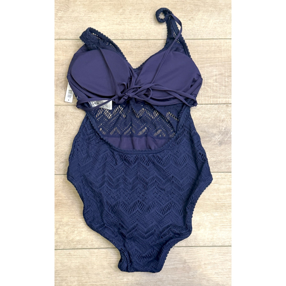 NWT SOMA NIGHTFALL NAVY BLUE CROCHET ONE PIECE SWIMSUIT SZ 14 - Picture 5 of 7